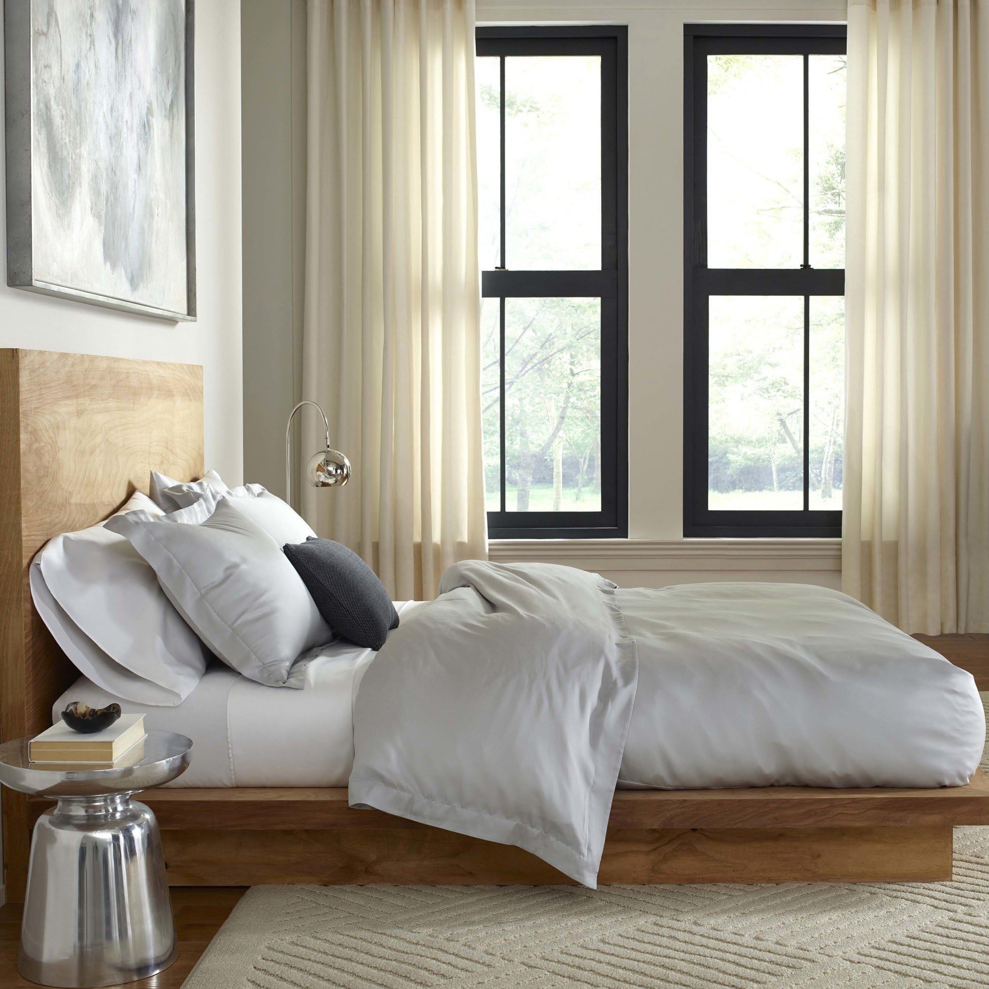 FlatIron Tencel Lyocell Duvet Cover, King, Silver