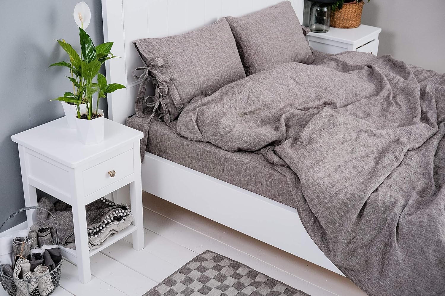 Duvet cover set 4 Piece Stone washed Set King Queen Pure Natural Pre washed Linen