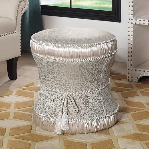 Amazon Com Jennifer Taylor Home Leona Vanity Stool Teal Tan Furniture Decor
