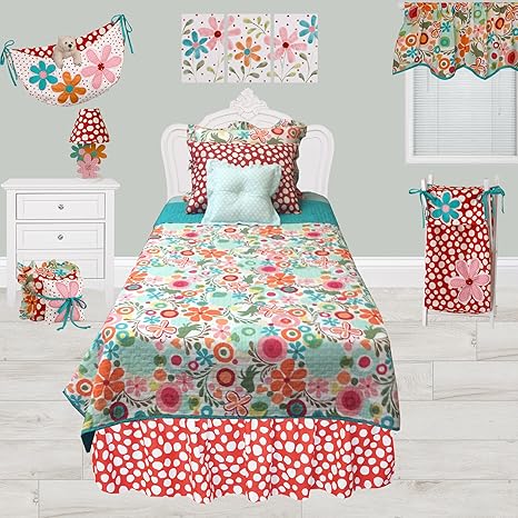 Amazon Com Cotton Tale Lizzie Floral Reversible Twin Quilt Bedding Set Home Kitchen