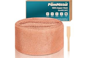 PamMittul Copper Mesh Rodent Control, 5in x 30ft Rustproof Pure Copper Mesh Roll for Slug Snail Mice Control, Ideal for Blocking Holes in Walls Vents, Plus Packing Tool for Easy Installation