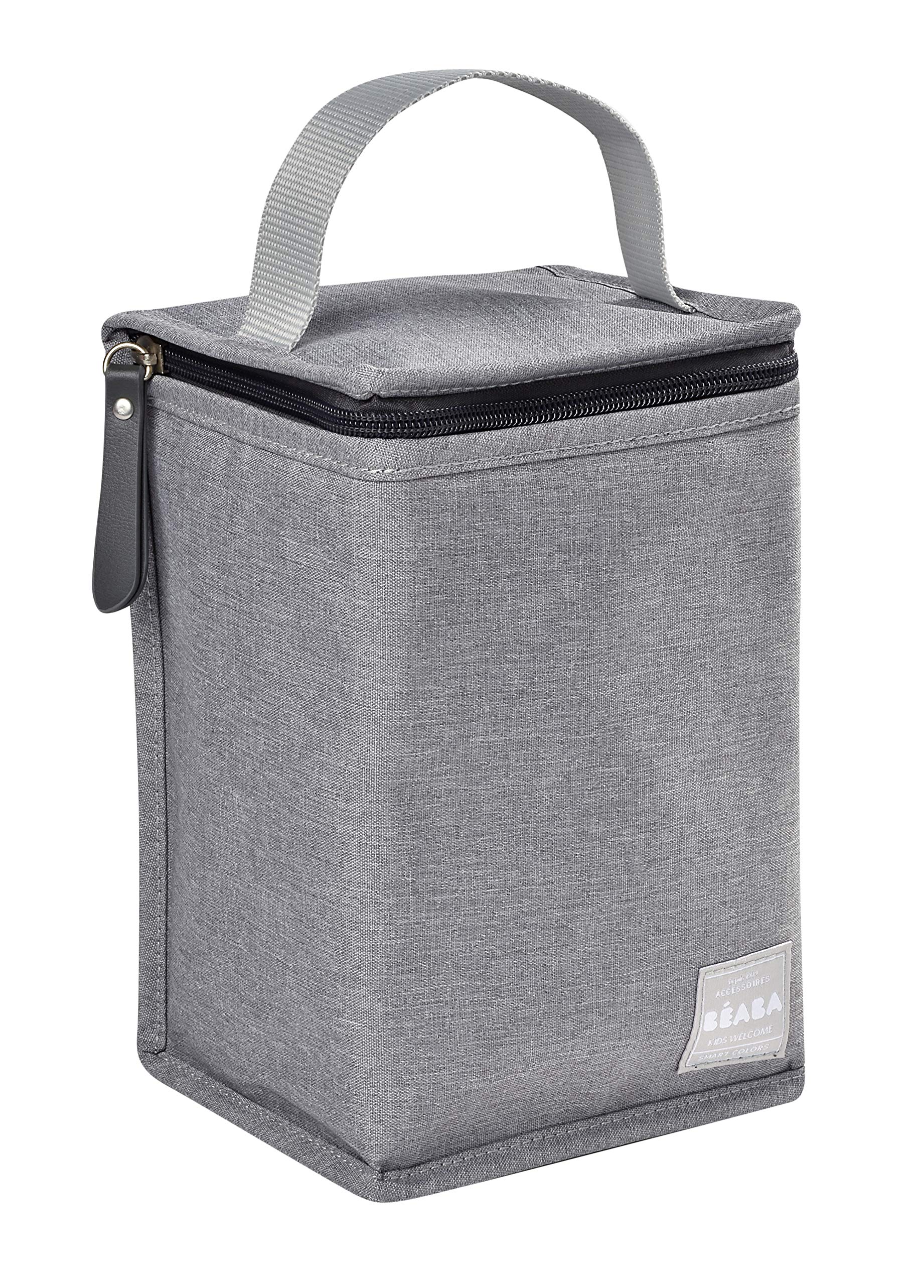 Béaba - Insulated Baby Meal Pouch - Large Capacity - Thermal Bottle Storage - Bag for carrying full meals - Foldable - Soft Waterproof Material - Grey