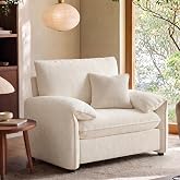 Sivoey Oversized Accent Chair for Living Room, Wide Chenille Reading Chair | Comfy Padded Arms Deep Seat Springs Cushion Single Sofa Chair for Bedroom Apartment Beige