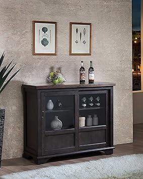 Gris café madera servidor de buffet Aparador Gabinete de almacenamiento