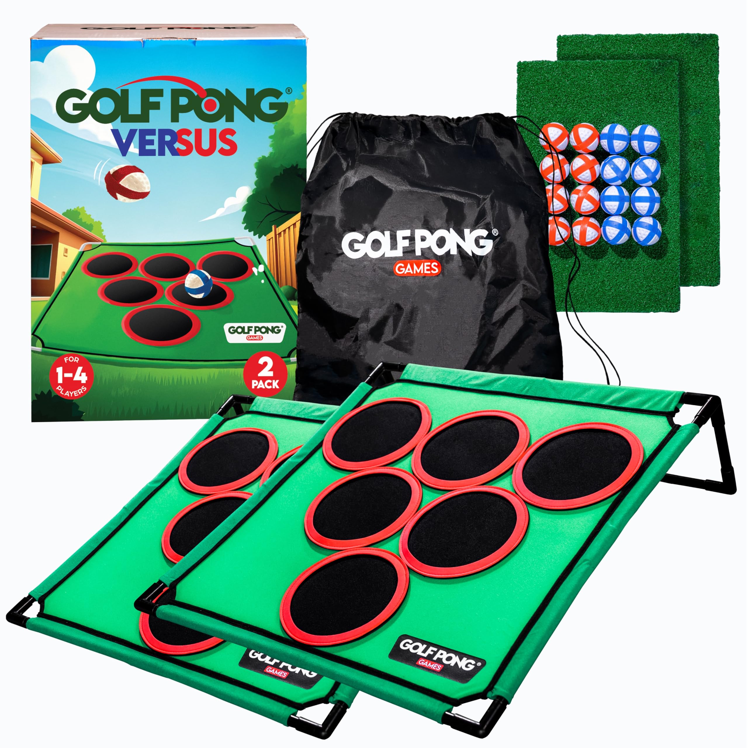 Photo 1 of Golf Pong Versus Edition, (2 Pack) Game Set, Jumbo Backyard Lawn Game, Portable Indoor/Outdoor Chipping Golf Gift for Men, Women & Family