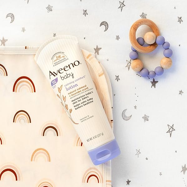 AVEENO BABY CALMING COMFORT BATH & BODY LOTION SET, NIGHTTIME BABY SKIN CARE PRODUCTS WITH NOURISHING OATMEAL PLUS RELAXING LAVENDER & VANILLA SCENTS, PARABEN- & PHTHALATE -FREE, 2 ITEMS