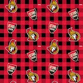Ottawa Senators Cotton Fabric Sold by The Yard, NHL Cotton Fabric-Ottawa Senators Buffalo Plaid Design