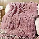 blunique Ultra Soft Cozy Faux Fur Throw Blanket, Fuzzy Plush Thick Bubble Blanket, Oversize Luxury Fluffy Blanket for Couch, Sofa, Bedroom, and Living Room,50x60 Inches,Pink