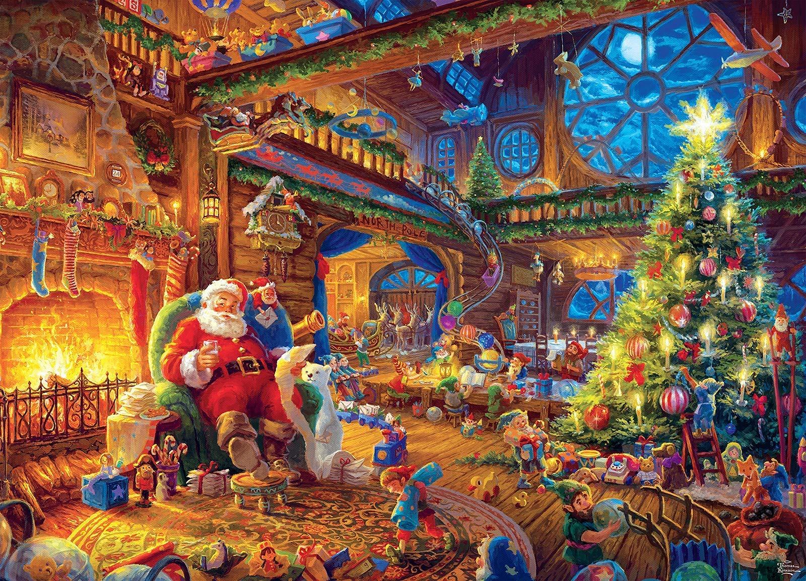 Photo 1 of 1000 Piece Cardboard Jigsaw Puzzles, Beautiful Christmas Puzzle - Every Piece Unique, Softclick Technology for 27x20 Inch