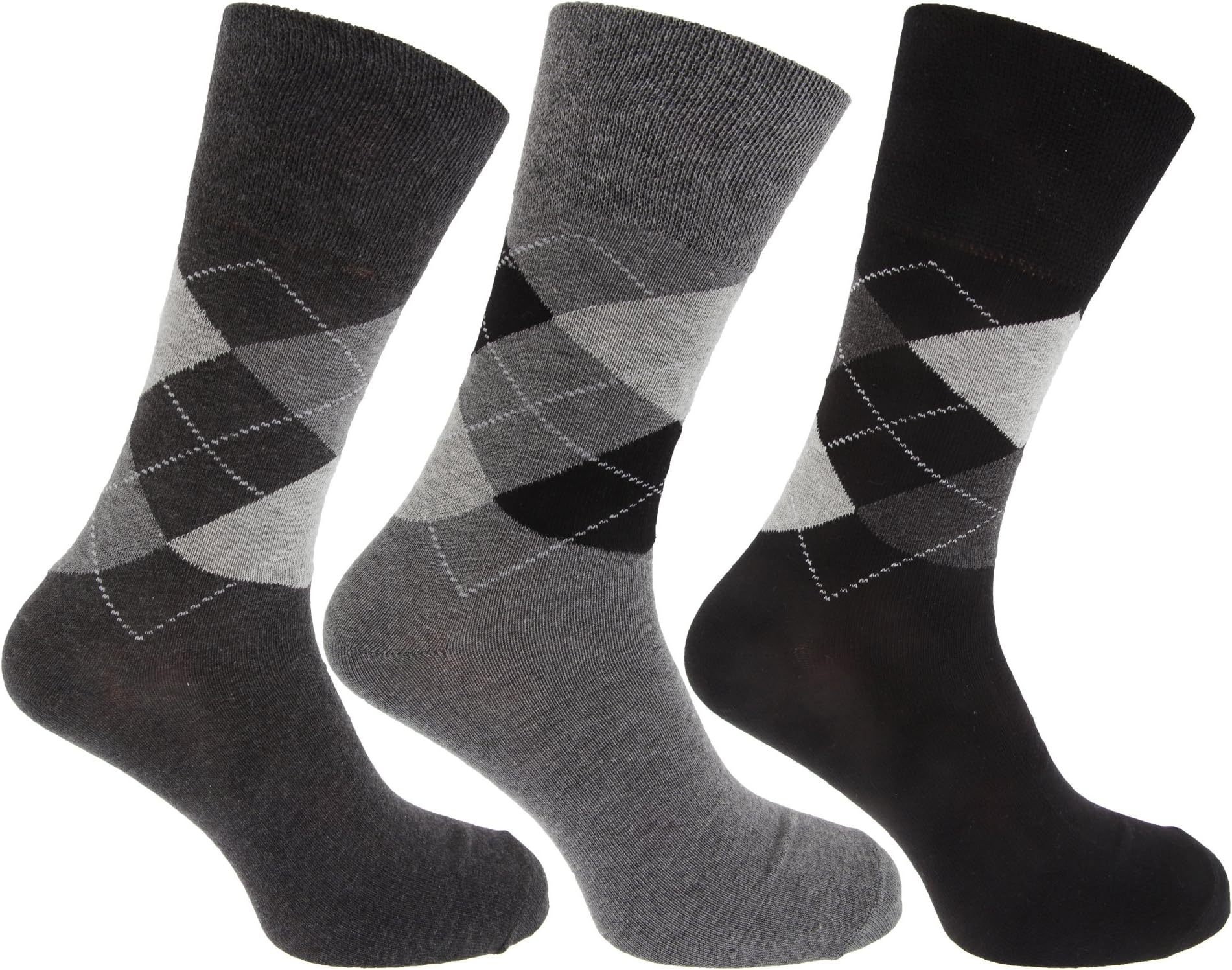 Pierre Roche Mens Comfort Fit Non Elastic Top Diabetic Socks (Pack Of 3)