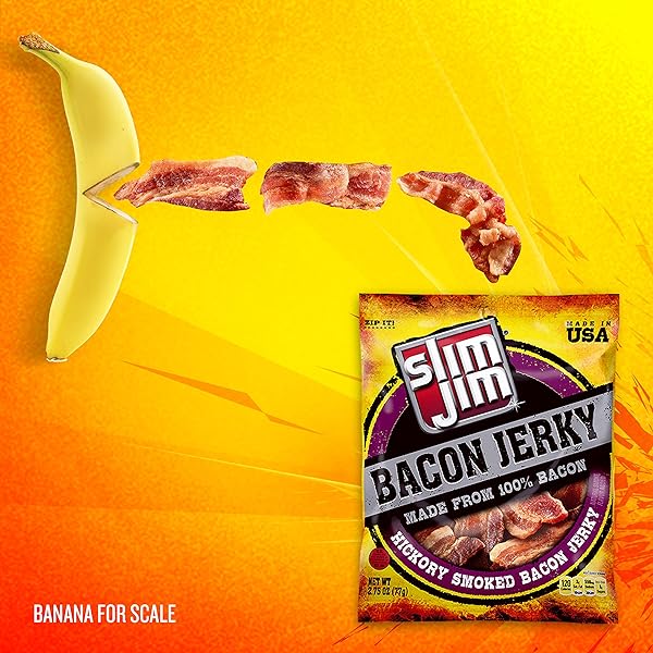 SLIM JIM SMOKED BACON JERKY, HICKORY FLAVOR, 10G PROTEIN PER SERVING, 2.75 OZ. (1 COUNT)
