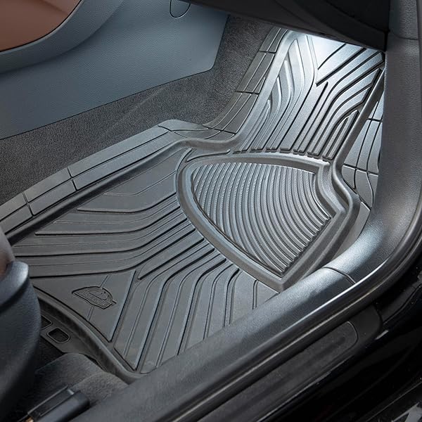 ARMOR ALL 4-PIECE ALL-SEASON FLOOR MATS, CUSTOM FIT CAR MATS, ALL-WEATHER CAR FLOOR MATS, TRIM-TO-FIT AUTOMOTIVE FLOOR MATS FOR CARS, TRUCKS, SUVS, VEHICLE FLOOR LINER – BLACK