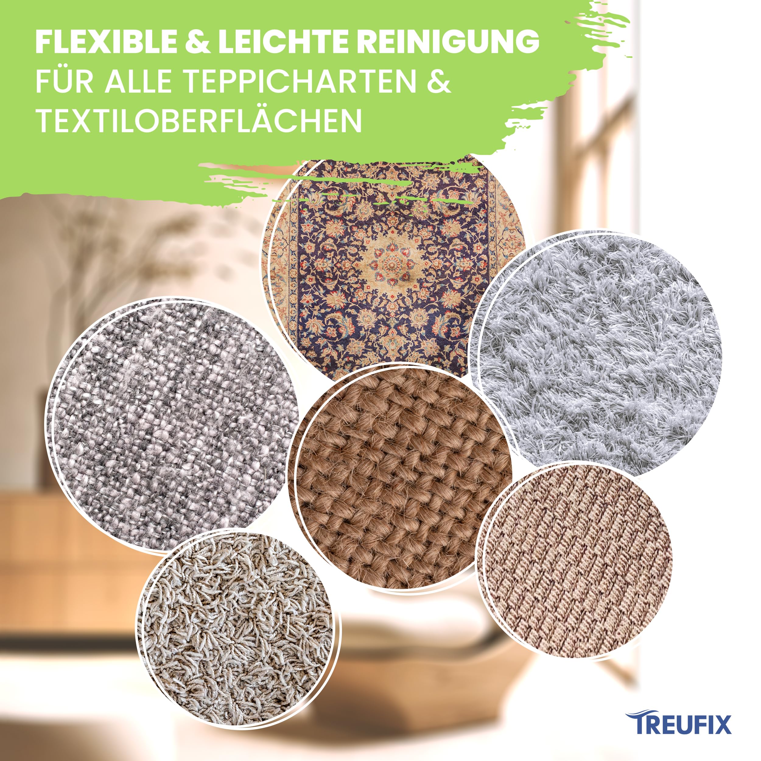 Treufix Teppichreiniger & Polsterreiniger Konzentrat für alle Teppichböden und Polster | Effektives Teppich Reinigungsmittel 1L | Geeignet für alle Waschsauger und Nasssauger | Made in DE 3