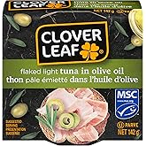 Clover Leaf Flaked Light Tuna In Olive Oil - 142g, 1 Count - Canned Tuna No Preservatives MSC Certified Wild Caught High In P