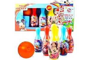 DISNEY KARRIW Mickey Mouse Toys and Games Bundle Mickey Playset - Disney Mickey Mouse Bowling Set Mickey Games for Toddlers Kids (Mickey Mouse Merchandise)