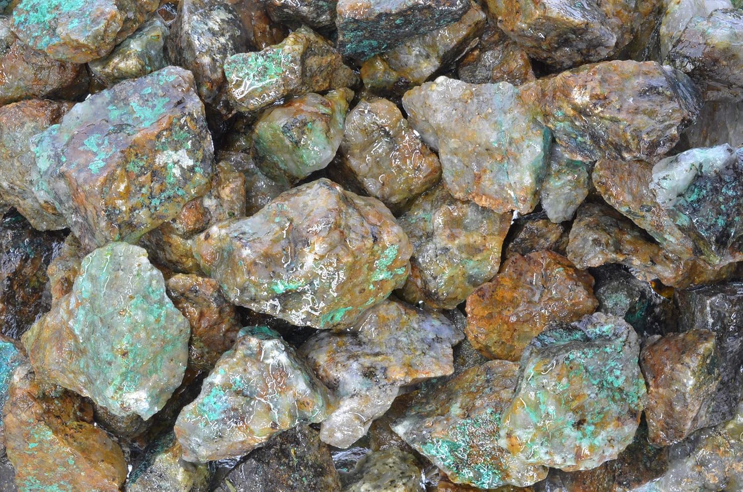 Indoor Fountains & Accessories - Fantasia Materials: 1 lb Chrysocolla Rough Stones from Madagascar