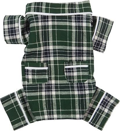 green plaid dog pajamas