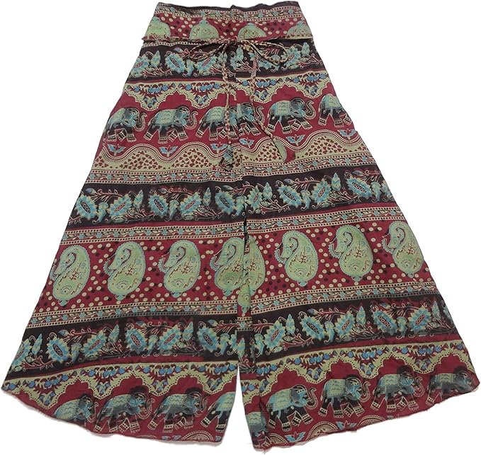 Amazon Co Jp ジャイプリフレアワイドパンツ ブラウン エスニックパンツ ワイドパンツ インド綿 ジャイプリ エスニック柄 アジアンパンツ エスニックファッション 服 ファッション小物