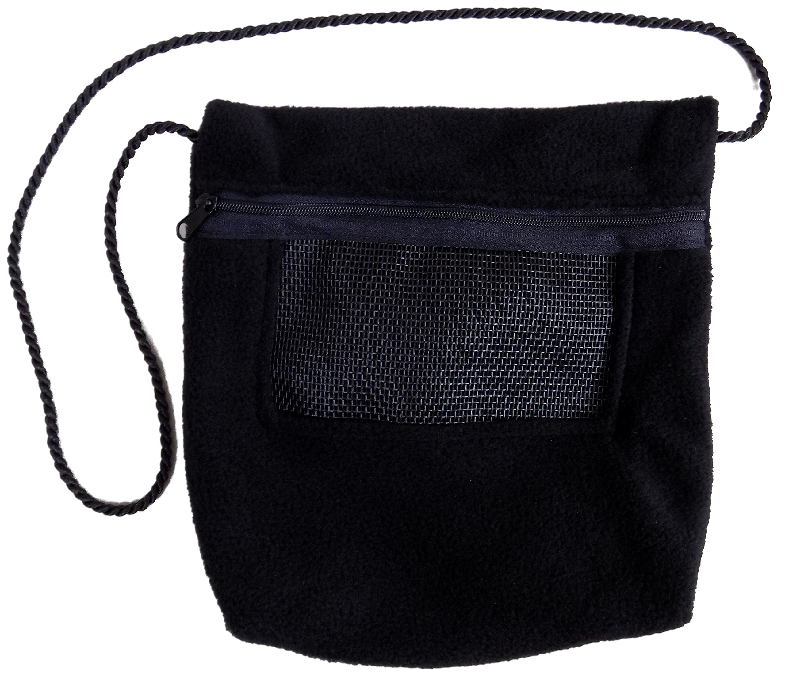 SunCoast Sugar Gliders Bonding Carrier Pouch - Premium Bonding Pouch for Sugar Gliders and Other Small Pets - Durable Cozy Fleece Material, Mesh Screen, Silk Rope, and Zipper, Pet Sleeping Bag, Black