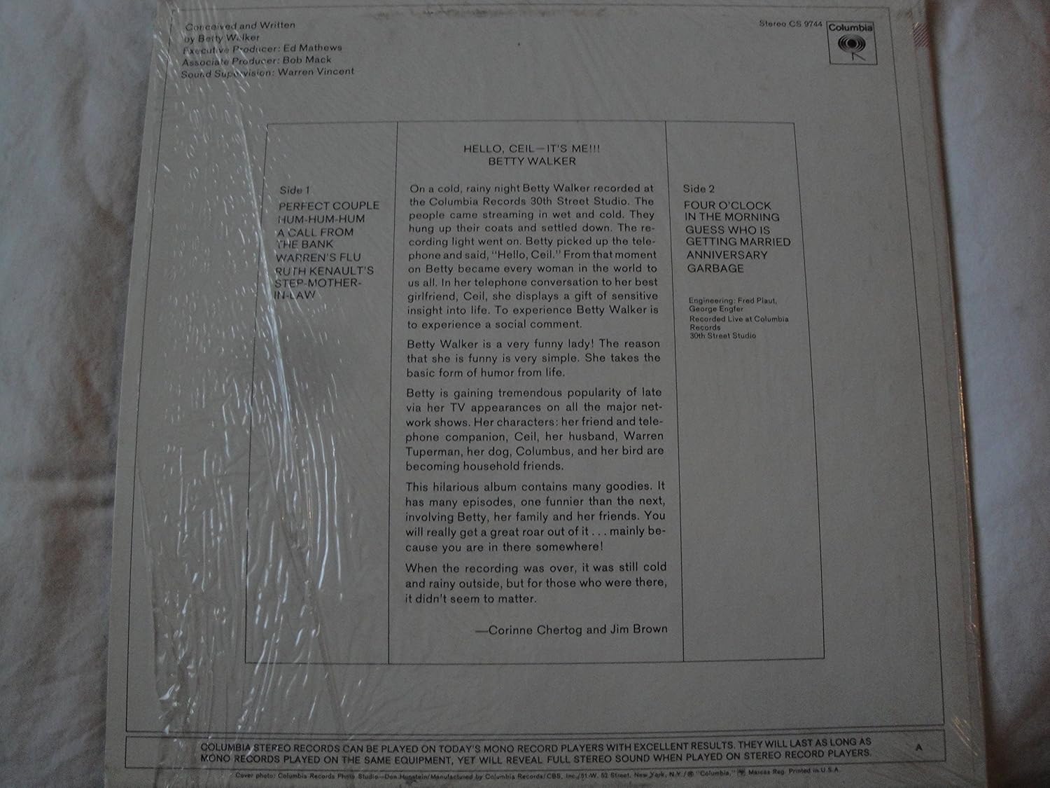 Betty Walker Hello Ceil It S Me Lp Amazon Com Music