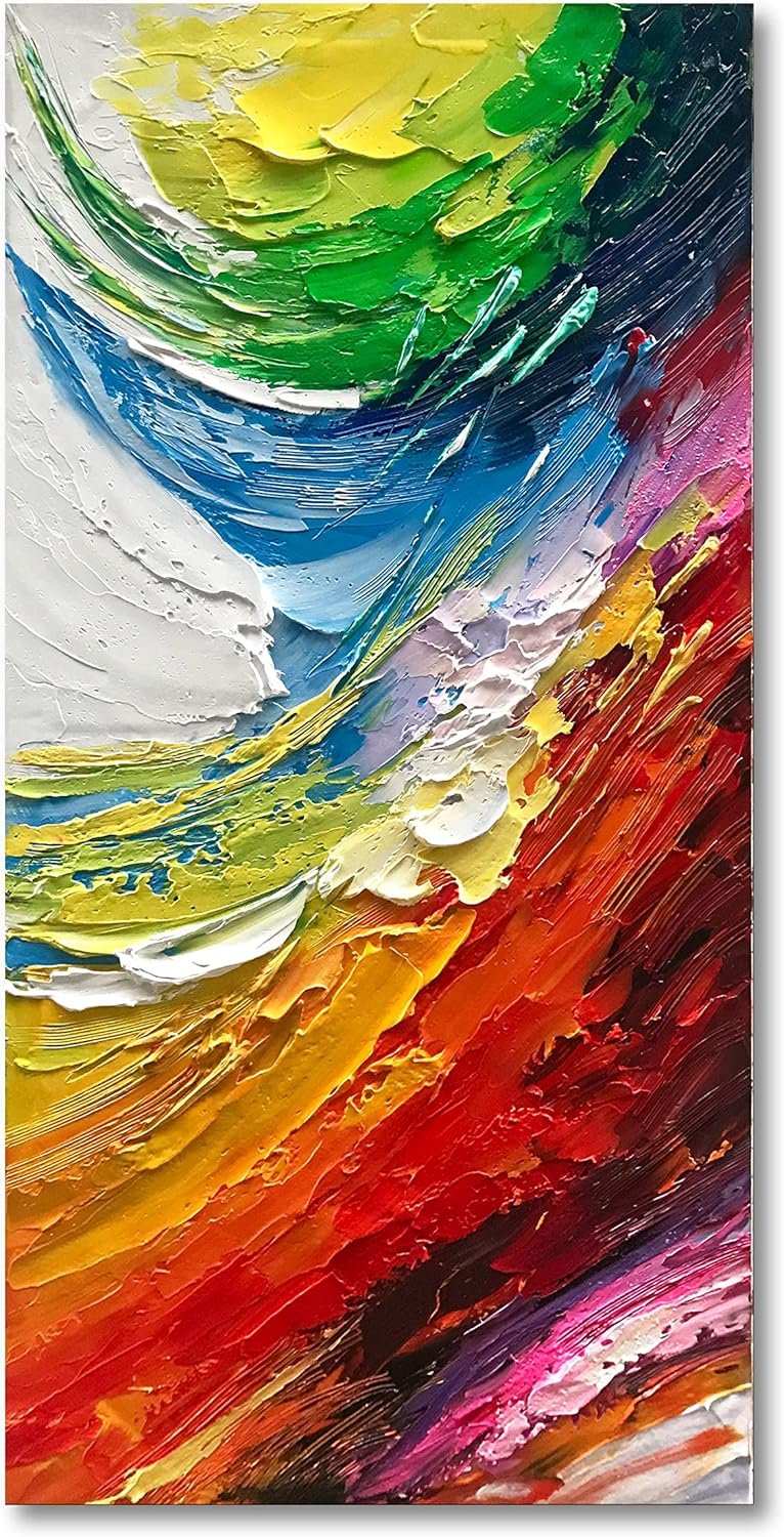 Paintings - Epicler art Blue and red Abstract Wall Decoration, hand-painted oil canvas frame 46x23 inch color modern Art Wall Art Living room Bedroom Office Hotel and Restaurant