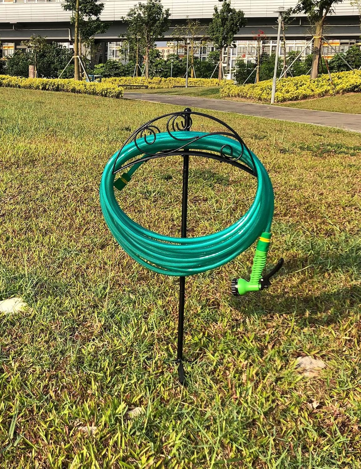 outdoor hose holder on Uuuda Garden Decorative Hose Stand Detachable Water Hose Holder Hose Hanger Black Hose Reels