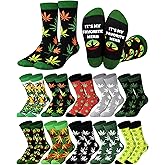 Skicuff 10 Pairs Weed Socks for Men Women Marijuana Socks Green Pot 420 Gifts Cannabis Accessories for Christmas 420 Holiday