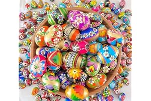 Importer AM Pisanki Handpainted Polish Wooden Decorative Eggs for Easter - Bakers Dozen (13 Eggs, Mixed Sizes)