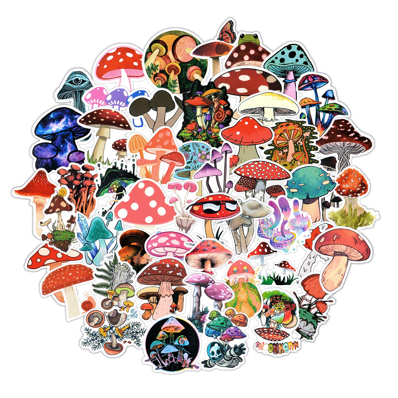 EBANKU 102 PCS Mushroom Stickers,Waterproof Vinyl Stickers for Laptop,Water Bottles,Skateboard,Luggage,Suitcase,Cars,Graffiti Decal Sticker for Kids Teens Girls
