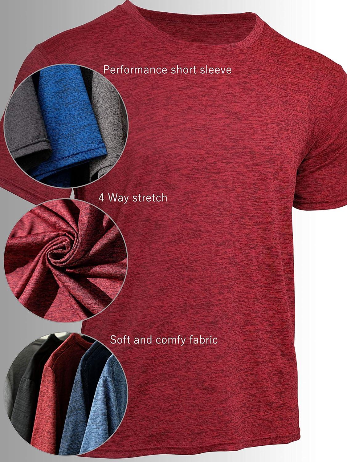 5 Pack: Men’s Dry-Fit Moisture Wicking Active Athletic Performance Crew T-Shirt at  Men’s Clothing store