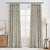 StangH Linen Curtains Vintage Floral Print, W52 x L84, 2 Panels | Anthropologie Cottagecore Floral Print, Natural Linen Fabric Light Filtering Privacy for Living Room/Bedroom, Porcelain