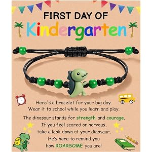 PEALICIOUS Dinosaur Bracelets for Boys, Back to School Birthday Son Gifts | First Day of Kindergarten Bracelet, Adjustable Di