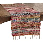 "SARO LIFESTYLE Authentic Collection Multi-Colored Chindi Table Runner, 16"" x 72""" (7114.M1672B)