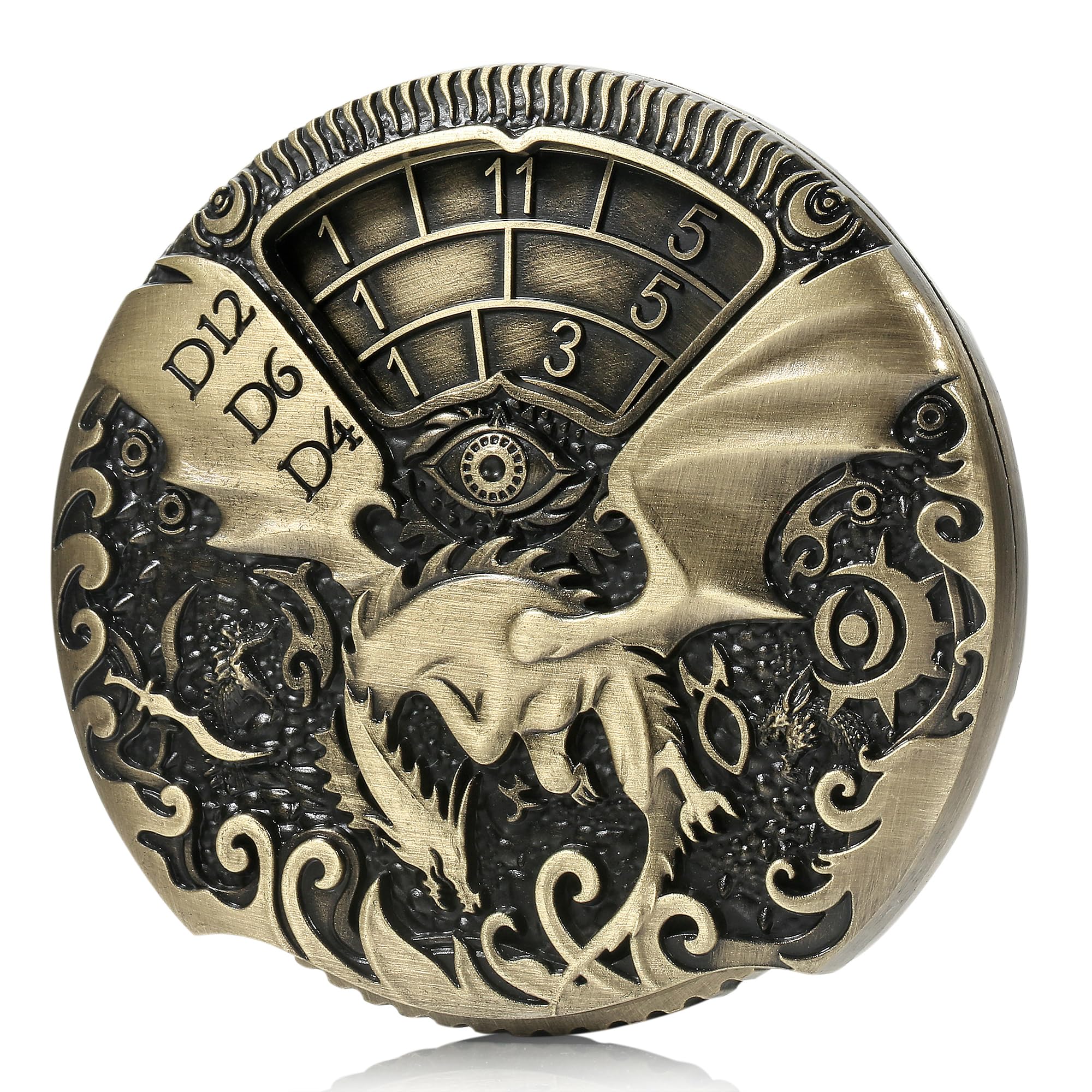 Spinner DND Dice DNDND 7-in-1 Spinner Metal D&D Dice Set with Grogeous Gift Box for Dungeons and Dragon and Tabletop Game (Brass)