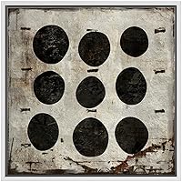 SIGNWIN Framed Canvas Wall Art Black Circles and Lines Over Rust White Metal Abstract Texture Mixed Media Modern Art Industrial Dramatic for Living Room, Bedroom, Office - 16