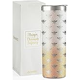 Onebttl Unique Bee Gifts for Women, Girls - 20 oz SS304 Stainless Steel Tumbler With Lid and Straw - Themed Cup for Her on Birthday, Holidays - Bee Pattern