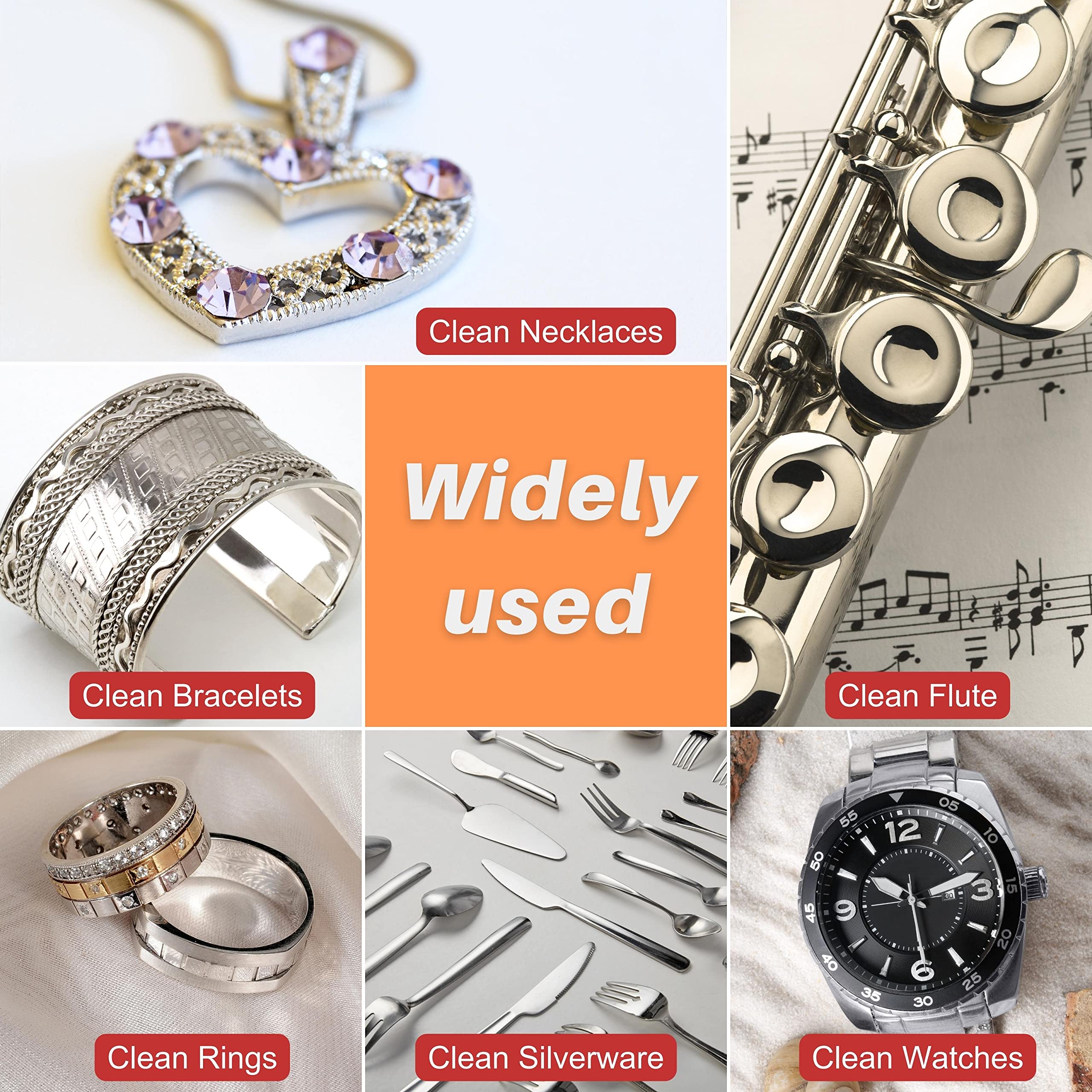 CATIFLIN 3PCS Dark Gray Silver Polishing Cloths, 10