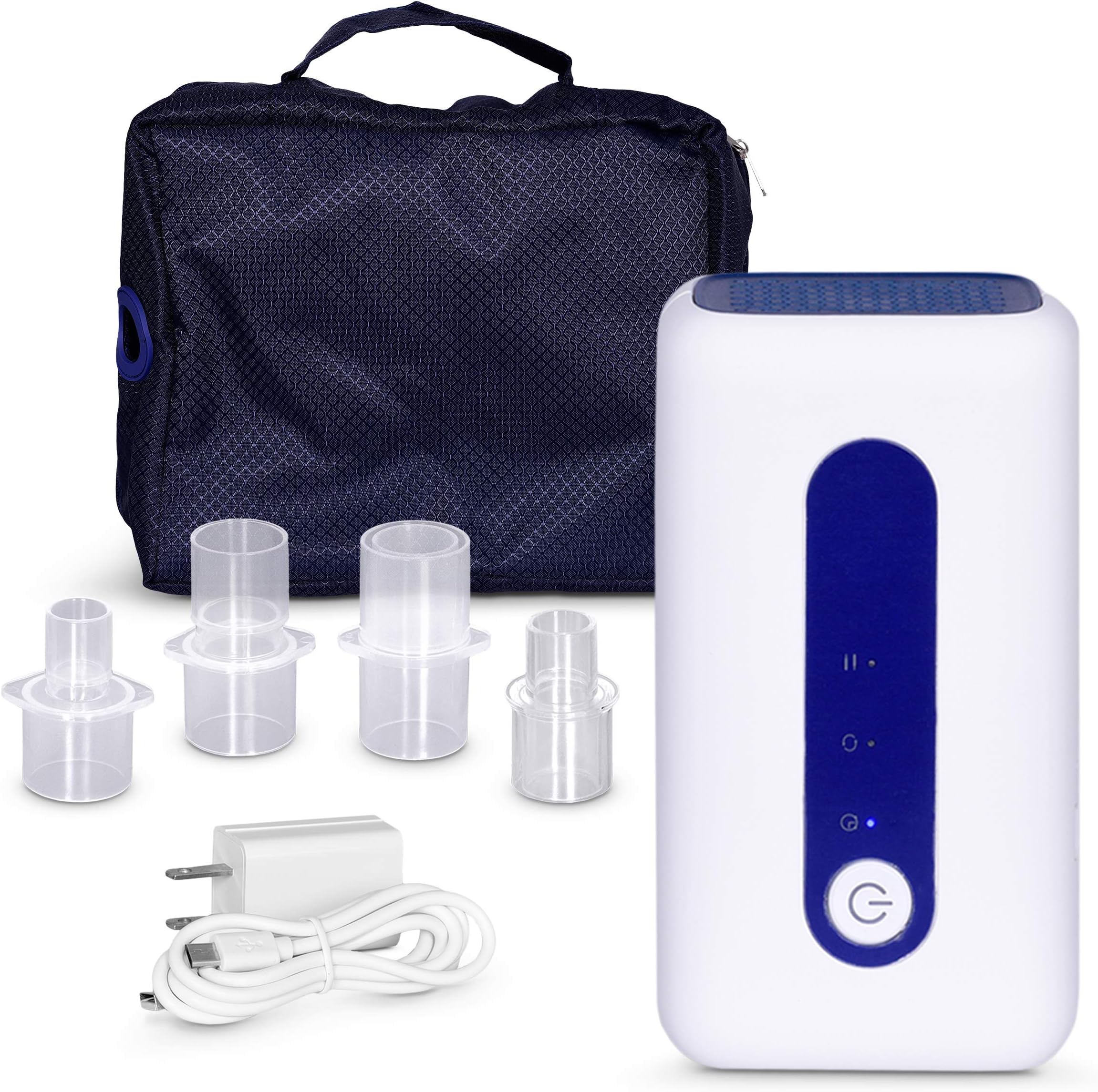 CPAP Cleaner and Sanitizer Kit, Mini Portable and Chargable CPAP Disinfector - 3 Auto Settings - 4 Adapters and Travel Bag Included