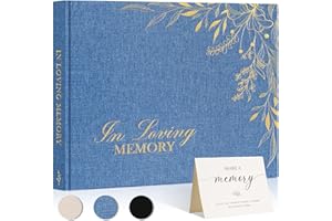 Lanpn Funeral Guest Book for Memorial Service, Linen in Loving Memory Registry Guest Book, Funeral Favors Sign in Books for G