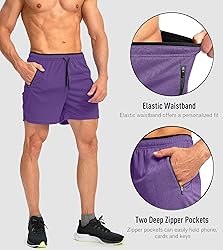 Men's Running Shorts with Zipper Pockets Quick Dry