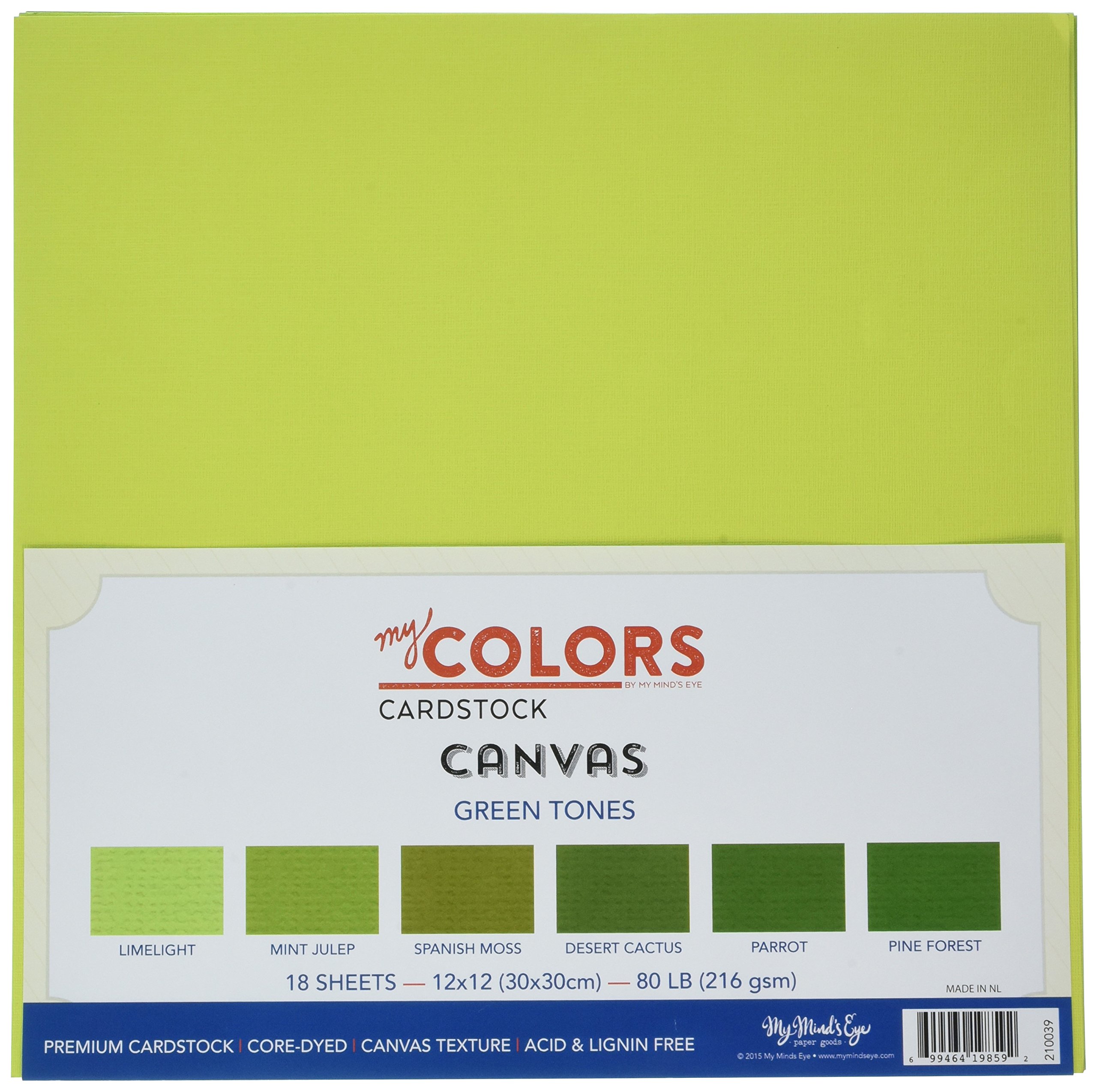 My Colors Cardstock 12 x 12-Inch Canvas Tones Cardstock Bundle, Green