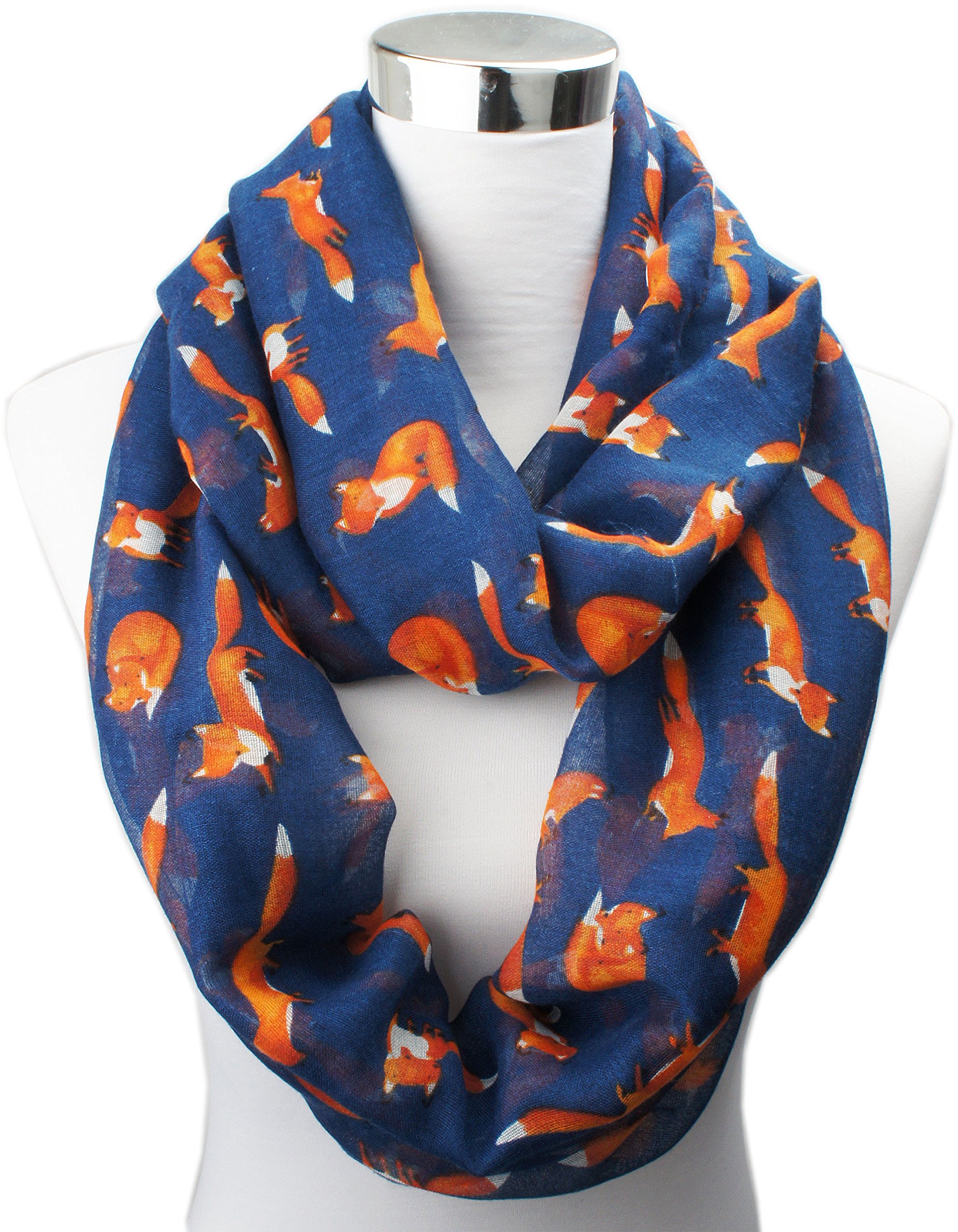 Vivian & Vincent Soft Light Cartoon Fox Sheer Infinity Scarf Vivian & Vincent Soft Light Cartoon Fox Sheer Infinity Scarf