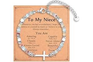 IKIATY Christian Gifts for Women Girls, Religious Cross Bracelet, Birthday Christmas Easter Baptism Confirmation First Communion Valentines Day Graduation Gifts for Her