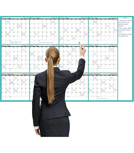 Calendrier Mural Effaçable 2025-2027 EYROZILL - 122x81cm - Avec Marqueurs Et Accessoires