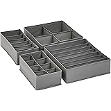 Amazon Basics Grey Dresser Drawer Storage Organizer for Undergarments, Set of 4