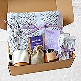 Get Well Soon Gift Baskets for Women – Care Package for Women After Surgery, Thinking of You Gifts, Birthday Basket, Self Care Gift Box, Comfort Hug in a Box (Lavender Purple)