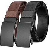 MILORDE Men's 2Pack Nylon Ratchet Belts, 1.38" Casual Web Click Belt for Jeans, Business Dress, Adjustable Trim to Fit