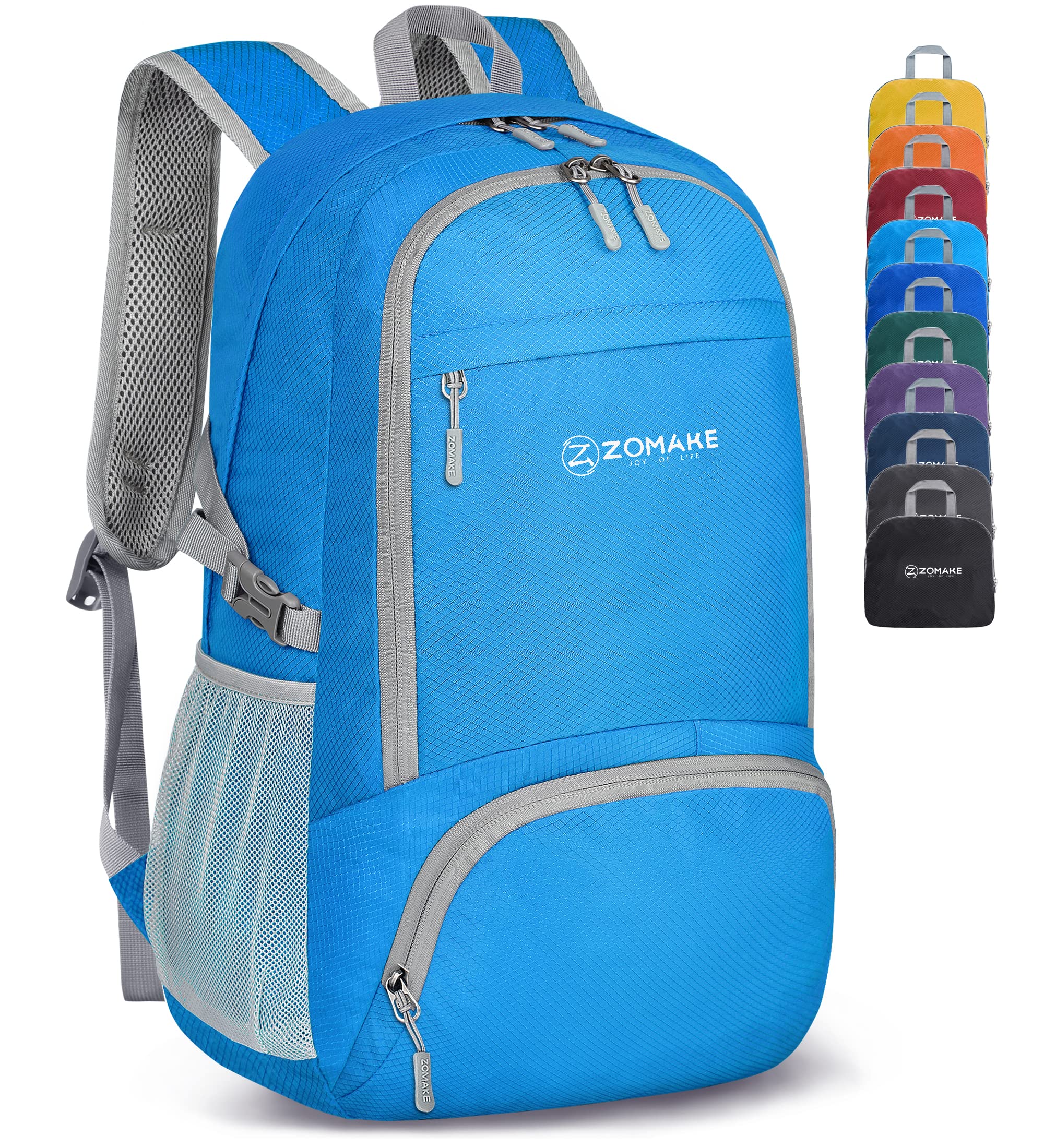 Photo 1 of ZOMAKE Lightweight Packable Backpack 30L, Foldable Hiking Backpacks Water Resistant Compact Folding Daypack for Travel(Light Blue)