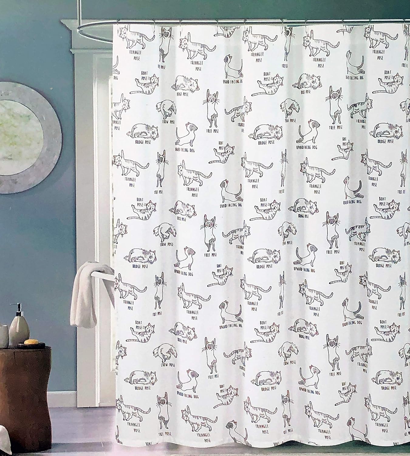 Amazon Com Max Studio Fabric Shower Curtain Cats Doing Yoga Poses