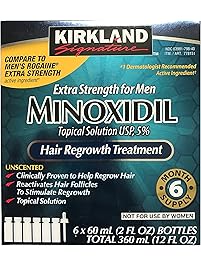 Kirkland Minoxidil 5% Extra Strength Hair Regrowth for Men, 6 Month Supply